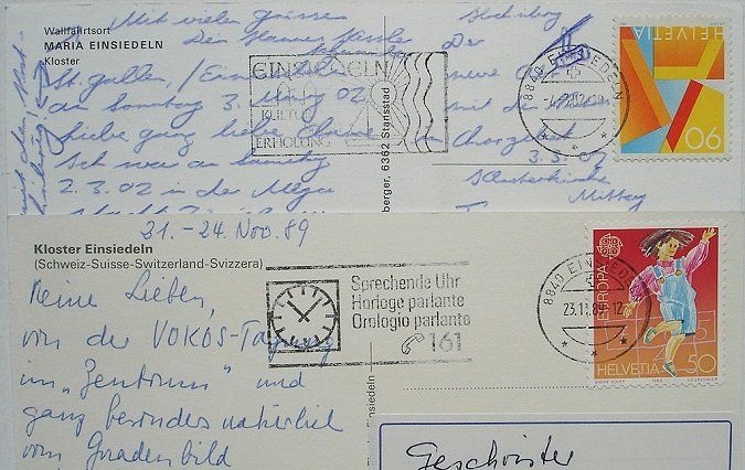Cartes postales: 2 x AK EINSIEDELN Flugaufnahme & Kloster – D'occasion à Jona par philajona 2