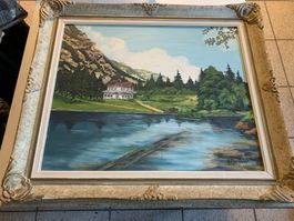 Ölgemälde  A.Martuner/Martiner Haus am See signiert gerahmt