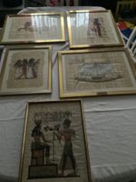 5er Set gerahmte Papyrusbilder, Ägypten, Wanddeko, Top!