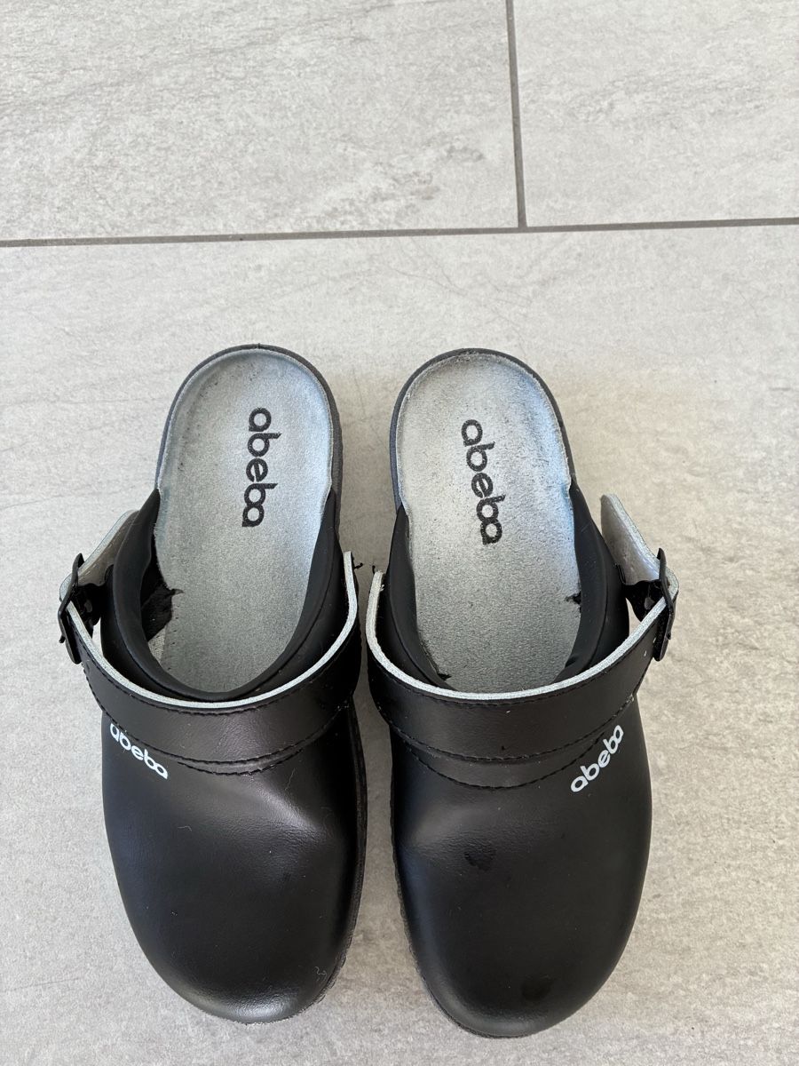 Chaussures femmes: Abeba Leder Pantolette schwarz  – Neuf (Voir description) à Siebnen par rapunzel17
