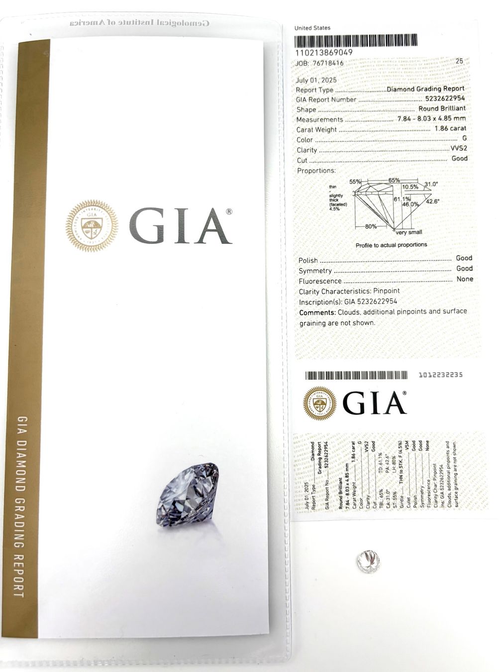 Pierres précieuses: Diamant 1.86ct G VVS2 GIA – D'occasion à Renens VD par Diademe.sarl 2