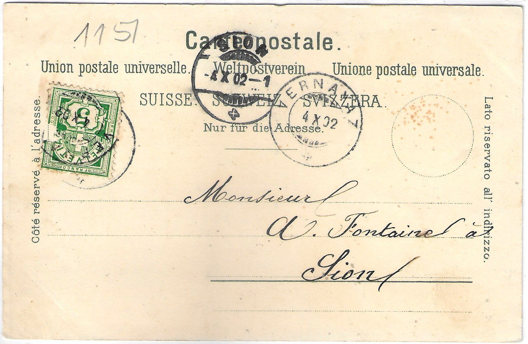 Cartoline postali: Souvenir de Vernayaz - Litho 1902 – Usato da Ettingen venduto da Kartenplanet 1