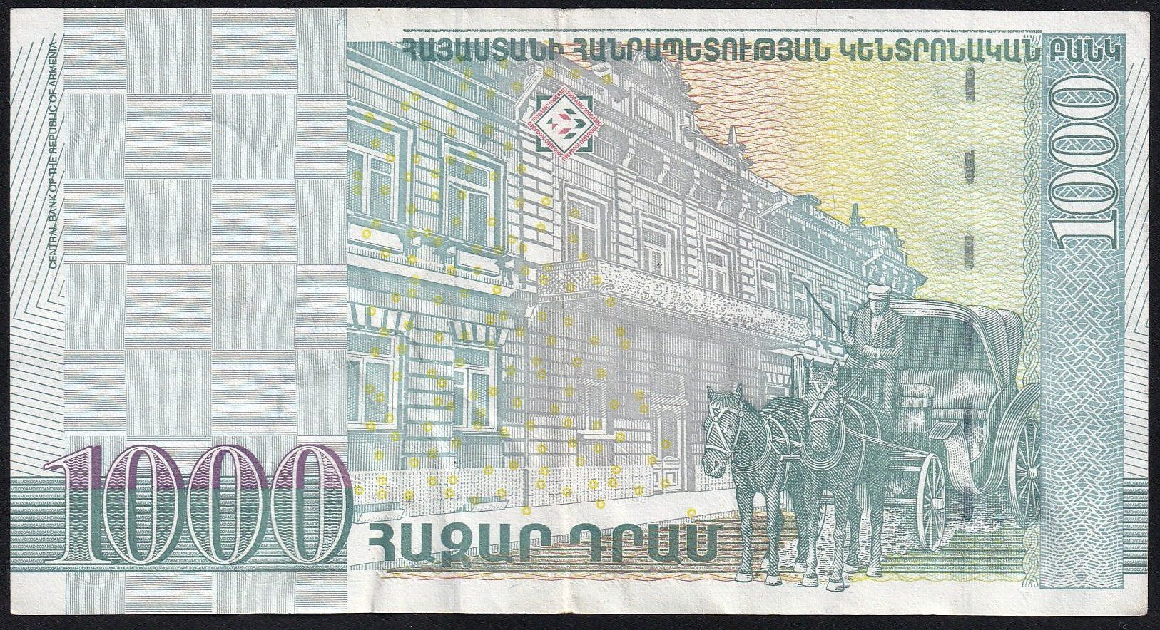 Banconote: Armenien 1000 Dram 2001 – Usato da Brugg AG venduto da banknoten_muesli 1