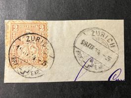 1874, 2c hellrotbraun auf Briefstück, Kat. 37a, KP 280.--