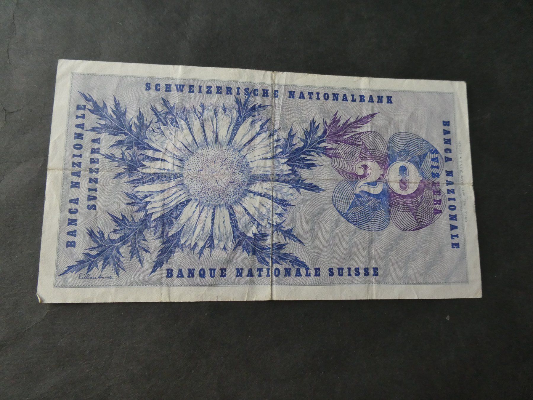 Banconote: Schweiz 1976,  20 Franken – Usato da Hinterforst venduto da Rohusri 1