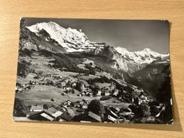 Vintage Ansichtskarte Wengen, Jungfrau und Breithorn