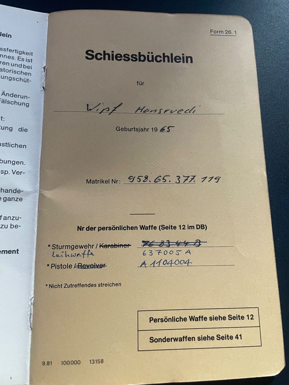 Libri: Militär Dienstbüchlein/Schiessbüchlein – Usato da Volketswil venduto da rubin74 1