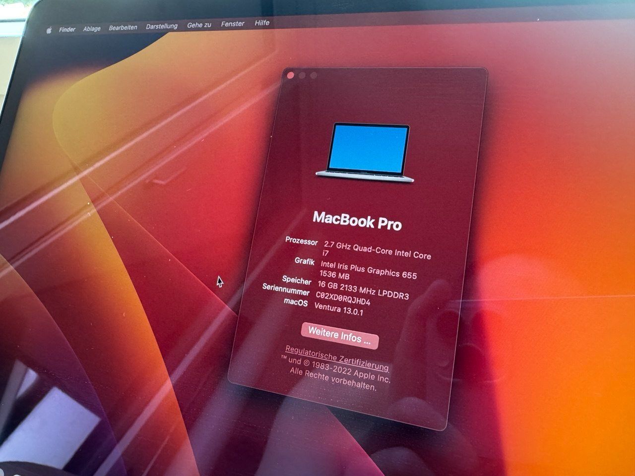 Apple Notebooks: MacBook Pro 2018 13" Zoll 16/256 – Gebraucht aus Zug von subaru1942 2