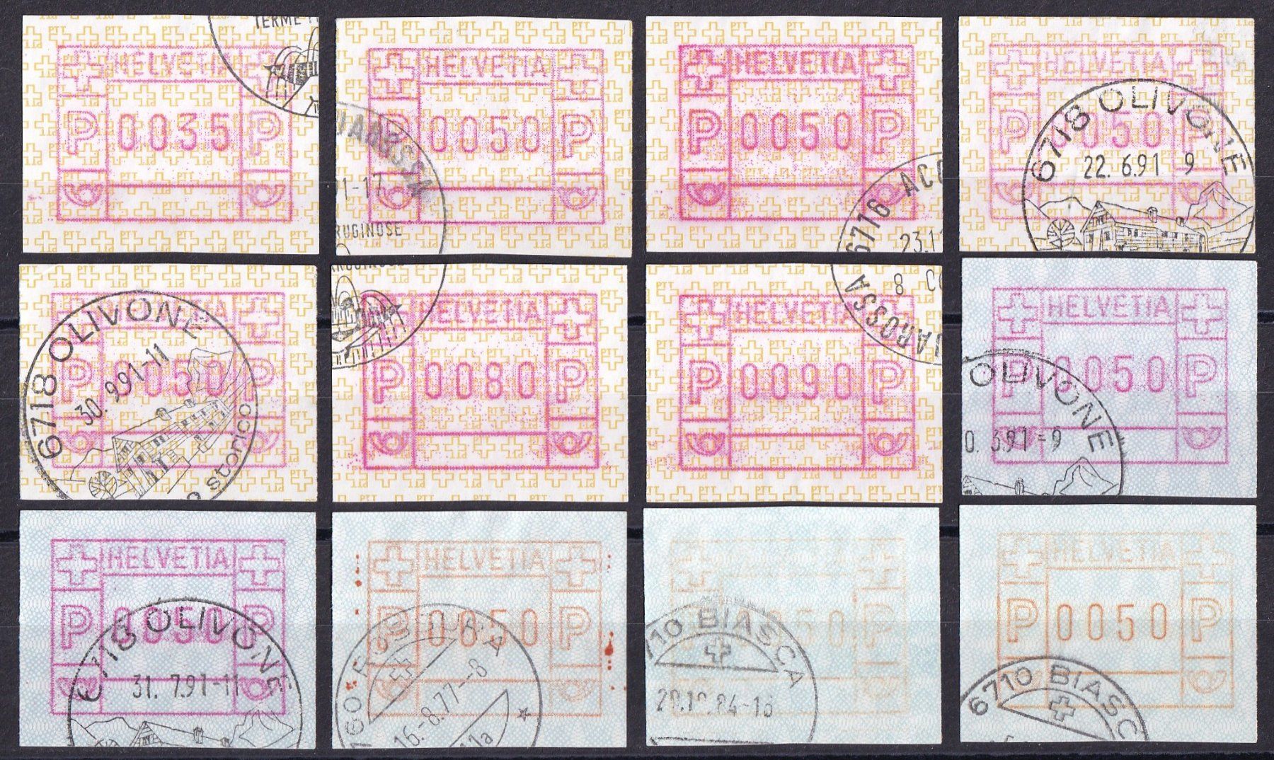 Tutti i francobolli: CH, ATM, Lot gestempelt – Usato da Castione venduto da Rx-stamps