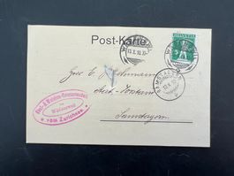 Postkarte 1910 OWG Wädenswil mit Post-Quittung  (G197)