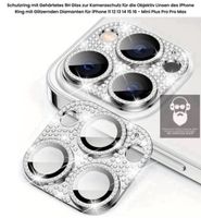 Panzerglas Glitzer Kameraschutz Silber für iPhone 14 Pro Max