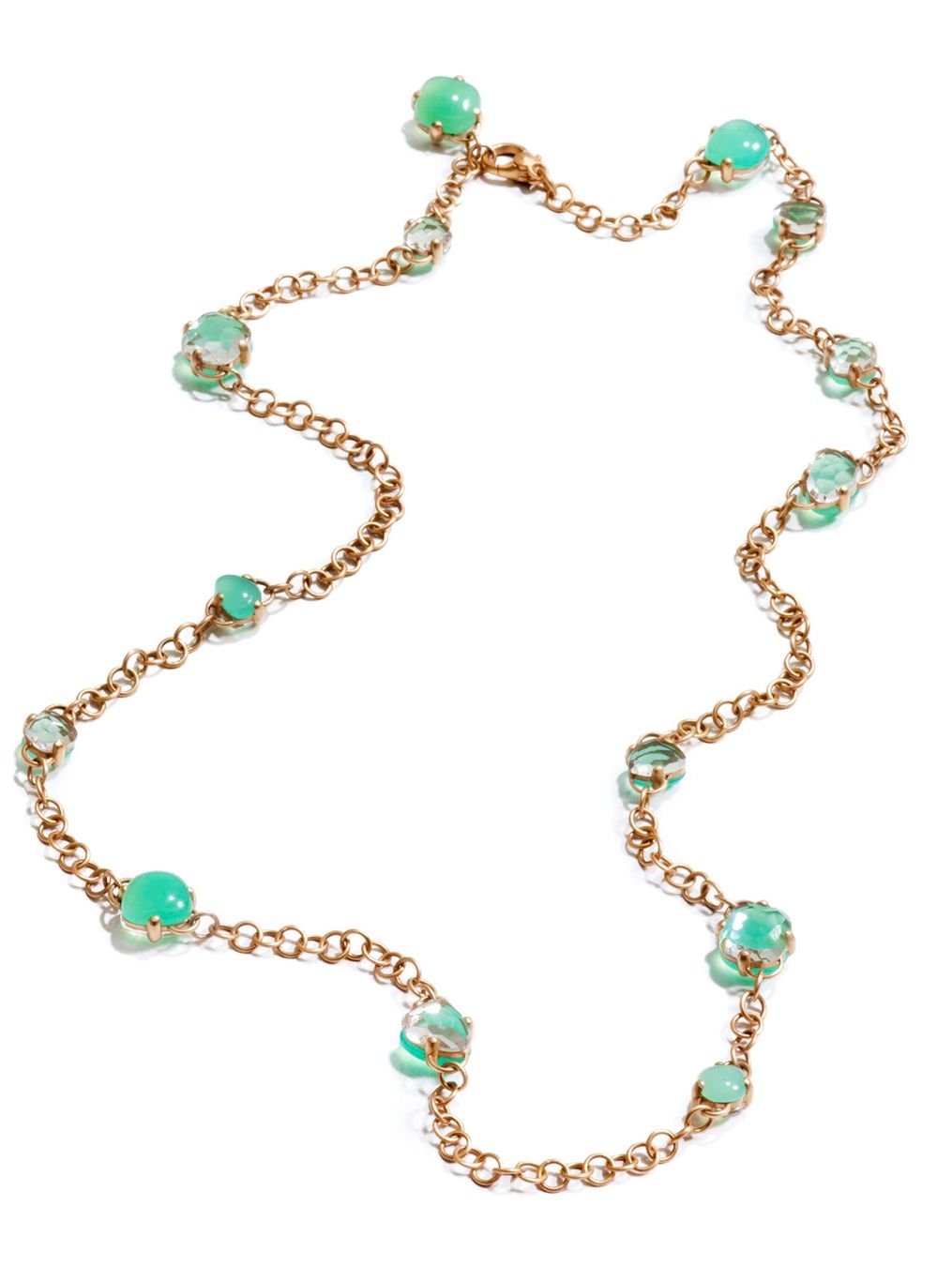 Pomellato Catenine: Long Collier Pomellato Capri en Or Rose Mat / Chrysoprases – Nuovo (secondo la descrizione) da Geneve venduto da iBest