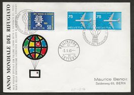 Ballon Schweiz 1960 Lugano Bellinzona Sonderflug Luftpost