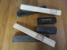 Zwei Rechenschieber Holz mit Etui