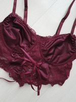 Satin geschnürte Bralette m. Spitze Gr S *neu*