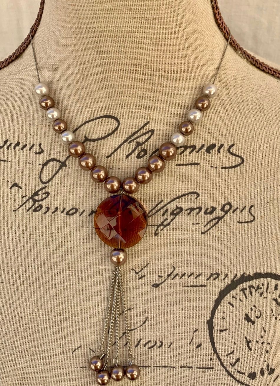 Catenine: Superbe collier LDADPR effet perle et verre brun taillé – Nuovo (secondo la descrizione) da Martigny venduto da only__you 7