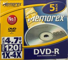 DVD Rohlinge Memorex 4.7GB 5er Pack neu originalverpackt
