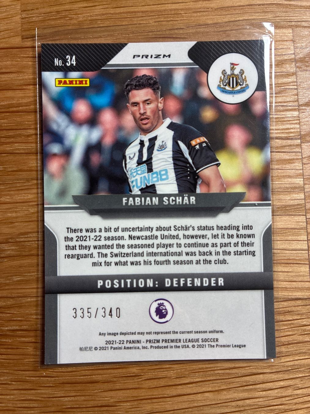 Topps Sammelbilder & Trading cards: Panini Prizm Fabian Schär Newcastle /340 – Gebraucht aus Wangenried von Garagara 1