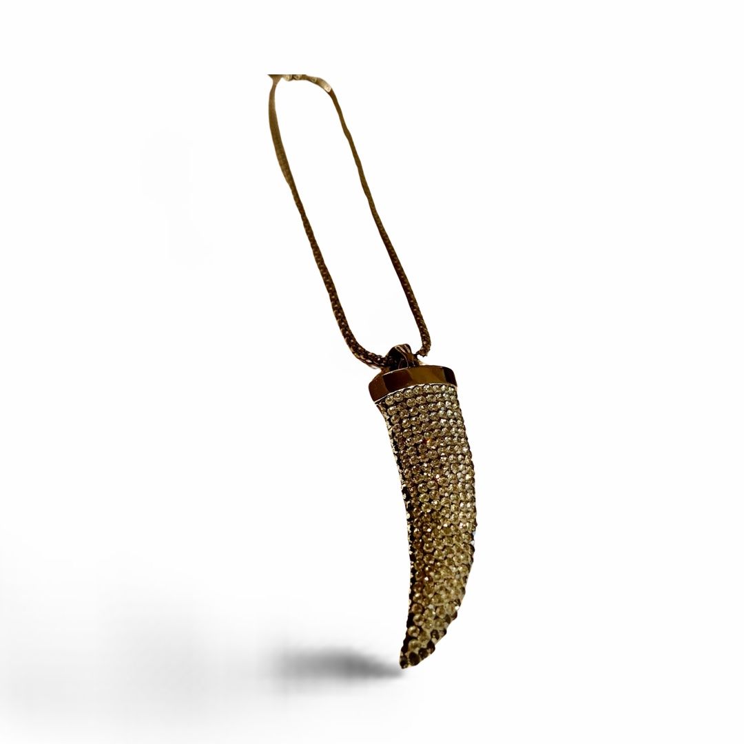 Catenine: Glitzerstein Kette mit Anhänger in Zahnform – Nuovo (secondo la descrizione) da St. Gallen venduto da Mokki2014 2