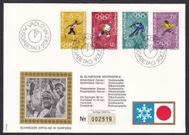 FDC Olympische Winterspiele Saporro 1972 Schweizer Erfolge