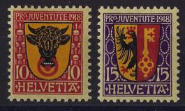Pro Juventute 1918 Kat.-Nr. J10-J11 postfrisch m. Abarten **
