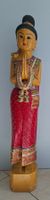 Geschnitzte Holzfigur Thai-Dame, Handarbeit, Deko ca 128cm