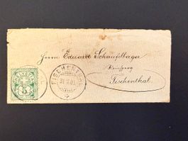 Schweizer Briefumschlag 1903, Helvetia 5 Rp., Fischenthal