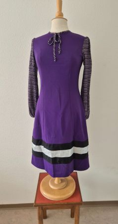 VINTAGE KLEID DRESS M 38 VIOLETT,  TOP ZU BOOTS MANTEL HUT