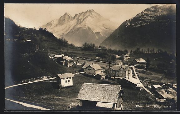 Cartoline postali: AK Reuti, Totalansicht mit Ritzlihorn – Usato da Berlin venduto da bartko-reher
