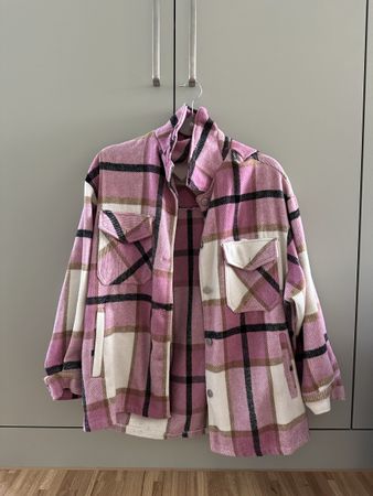 Rosa karierte Übergangsjacke, Gr. M