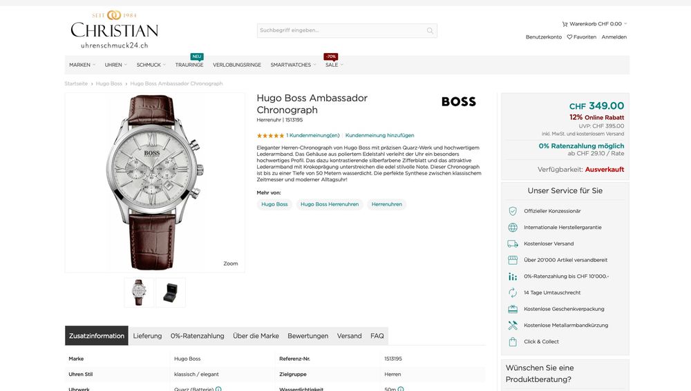 Hugo Boss Ambassador Chronograph Herrenuhr Modell 1513195 Comprare su Ricardo