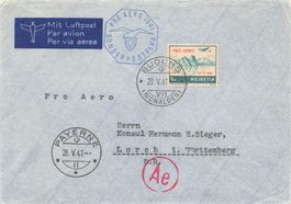 Buochs (NW) Pro Aero 1941 Luftpostbrief Sonderflug