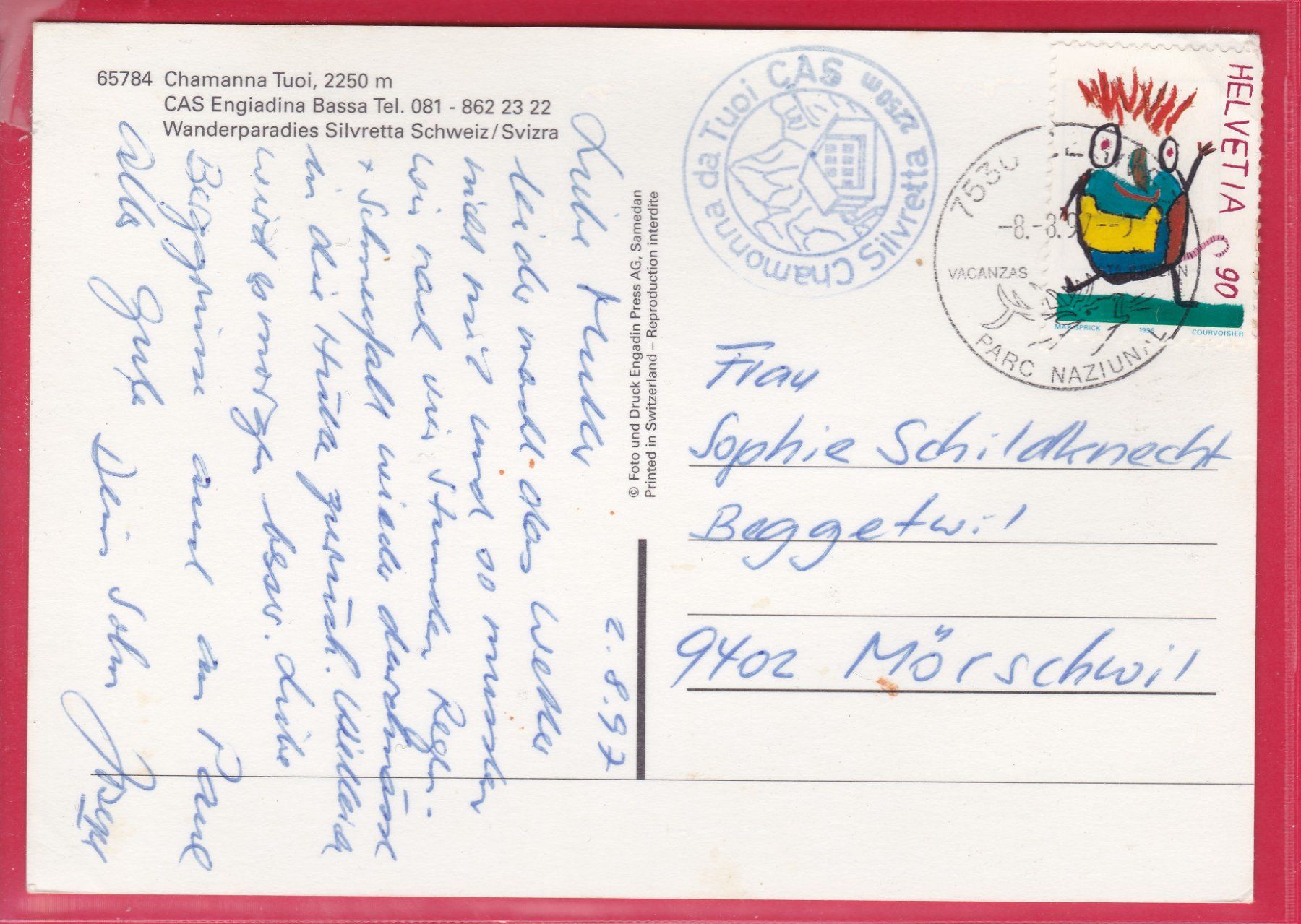 Cartoline postali: CHAMANNA TUOI 2250m, 8.3.1997 – Usato da Oberrieden venduto da Gebirgsstelze 1