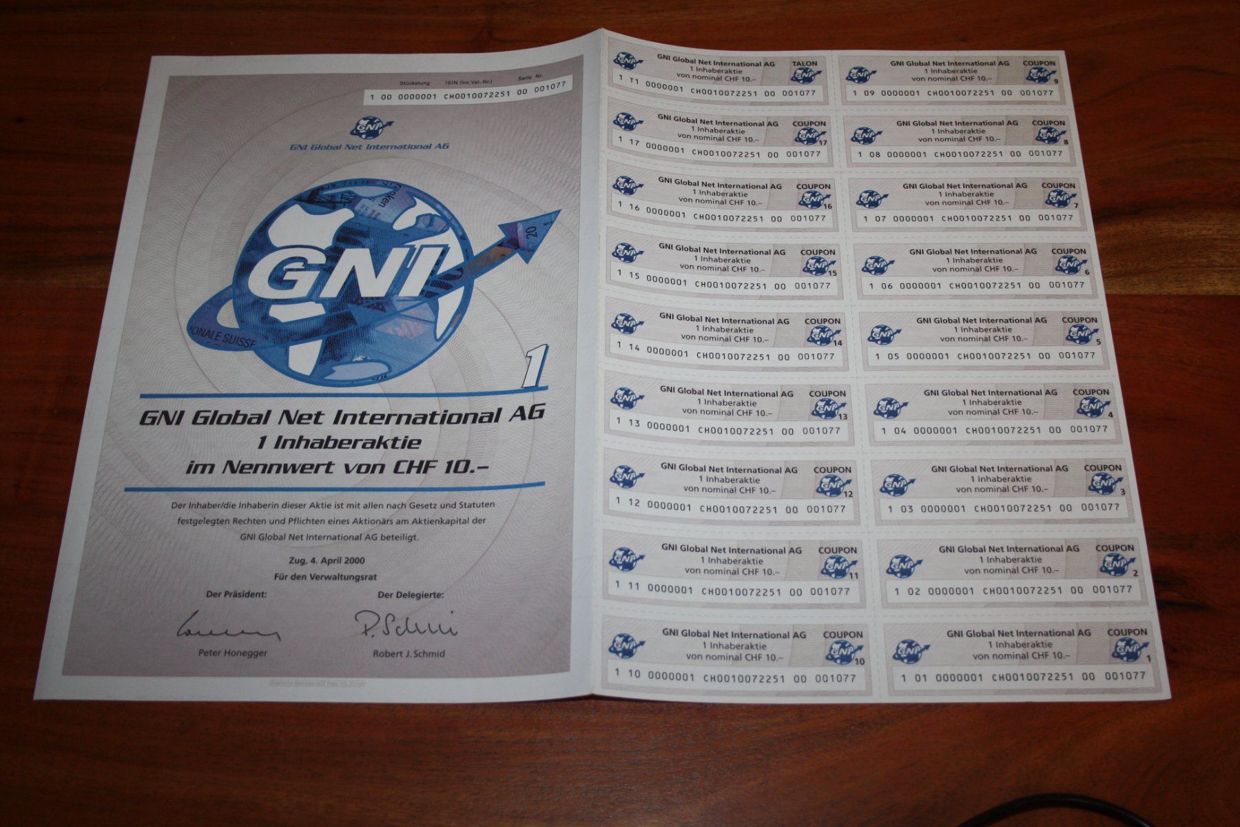 Dokumente: GNI Global Net International AG – Gebraucht aus Reinach BL von Runni 2