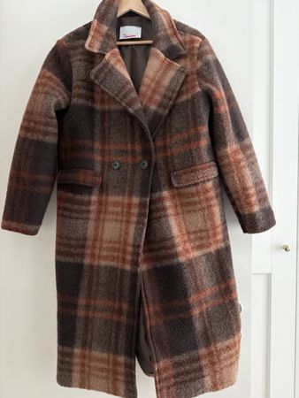 Warm Wool Blend Plaid Coat - Made in Italy