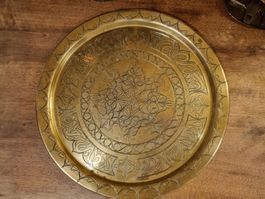 Antikes Messingtablett Orientalisch graviert 40 cm