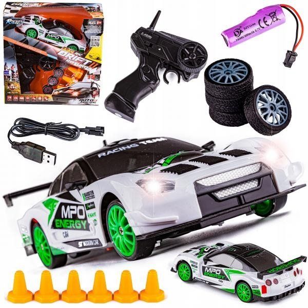 KBIBCK RC Drift Car 1:24 - 25km/h 4WD Mit LED-Leuchten & Straßensperren