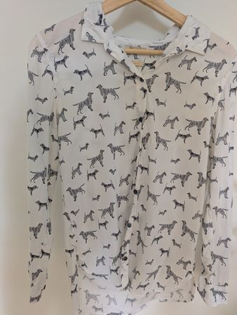 Barbour Safari Hemd weiss mit Hundemuster Grösse 36