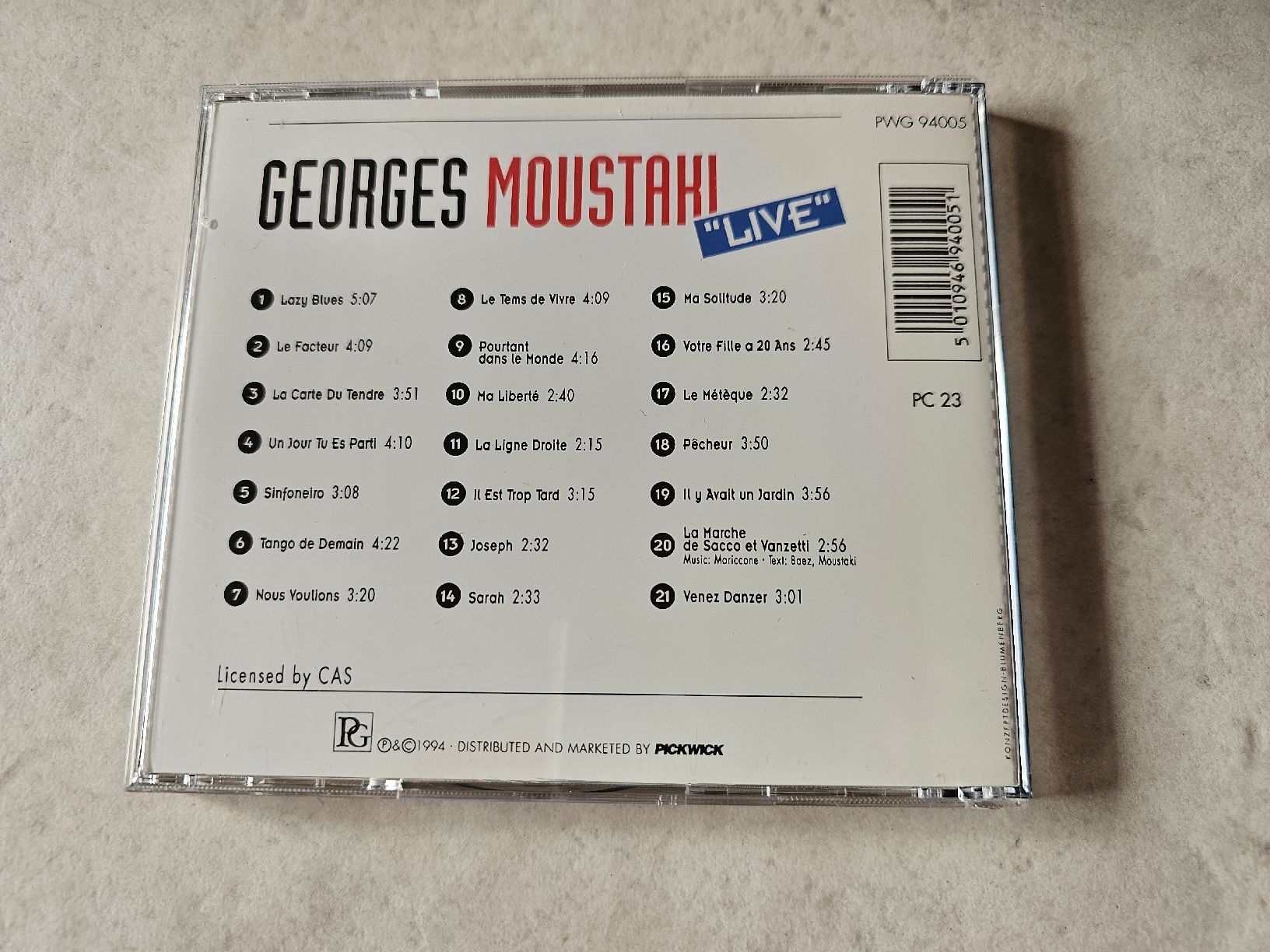 CD: Georges Moustaki  -  LIVE – Usato da Schneisingen venduto da backstore24 1