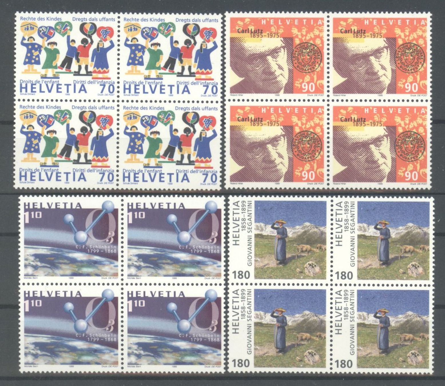 Tutti i francobolli: 1999, Sondermarken, Viererblöcke ** – Usato da Willisau venduto da Vollstempel