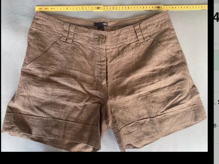 Leinen Shorts, Bermudas, Braun/Beige, Gr. 42 H&M