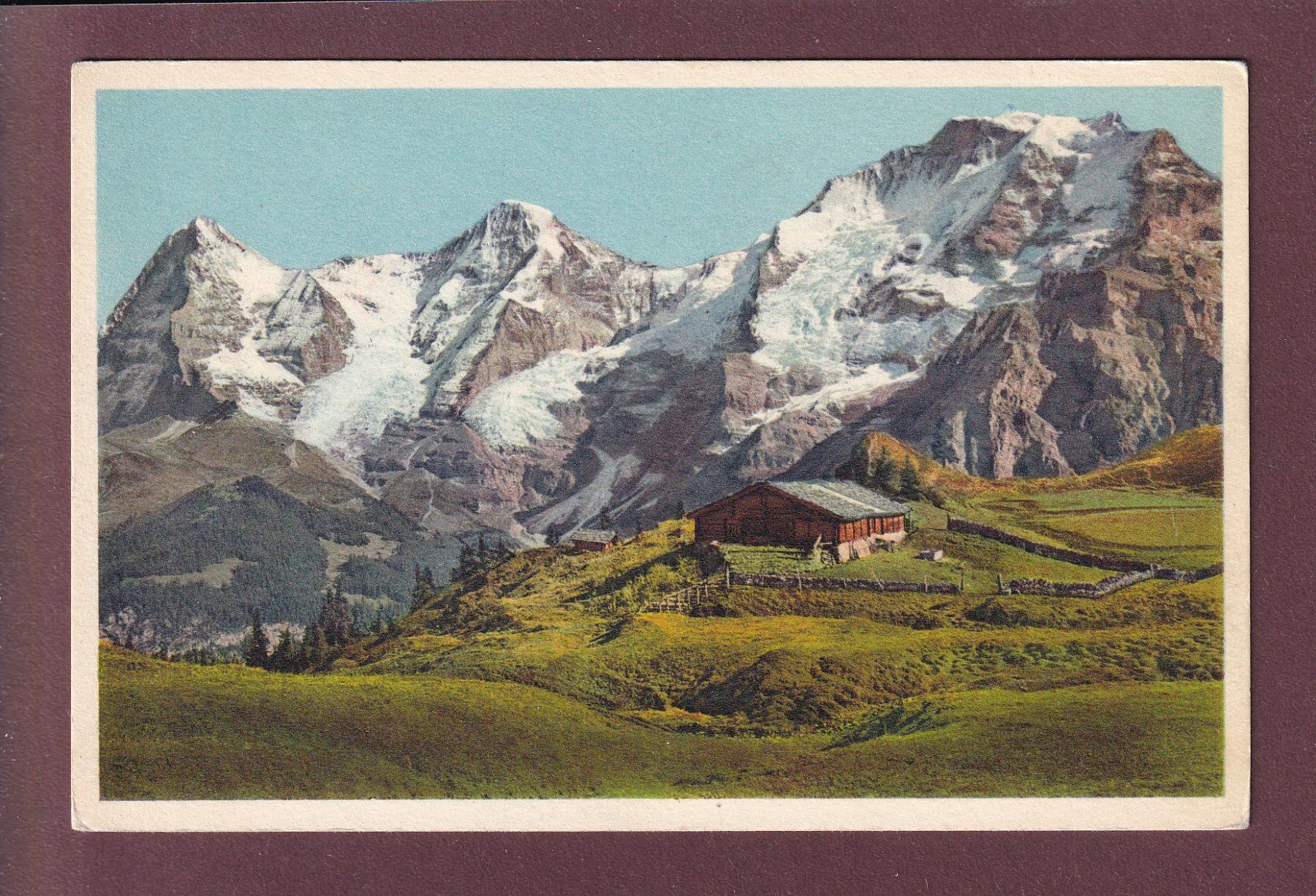 Ansichtskarten: Alphütte - EIGER - MÖNCH - JUNGFRAU – Gebraucht aus Pully von nicecards