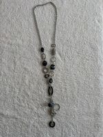 Lange Halskette schwarz silberfarben Modeschmuck 
