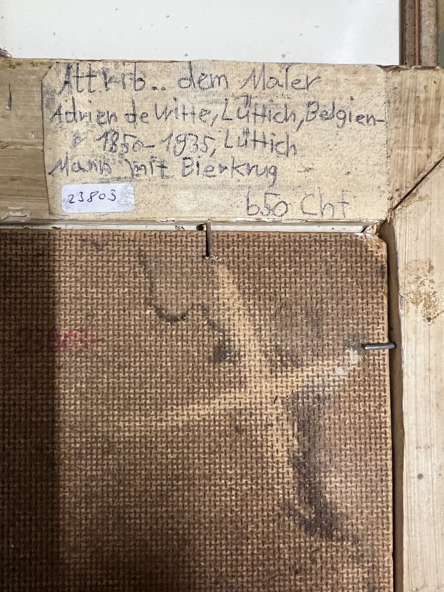 Dipinti: Antiker Gemälde Mann mit Hut und Etikett – Usato da Hombrechtikon venduto da vespa1954 8