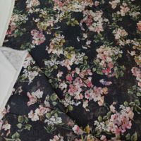 Ital. Designer Baumwolle Elastan 1.80x1.30m nero Fiori 3D