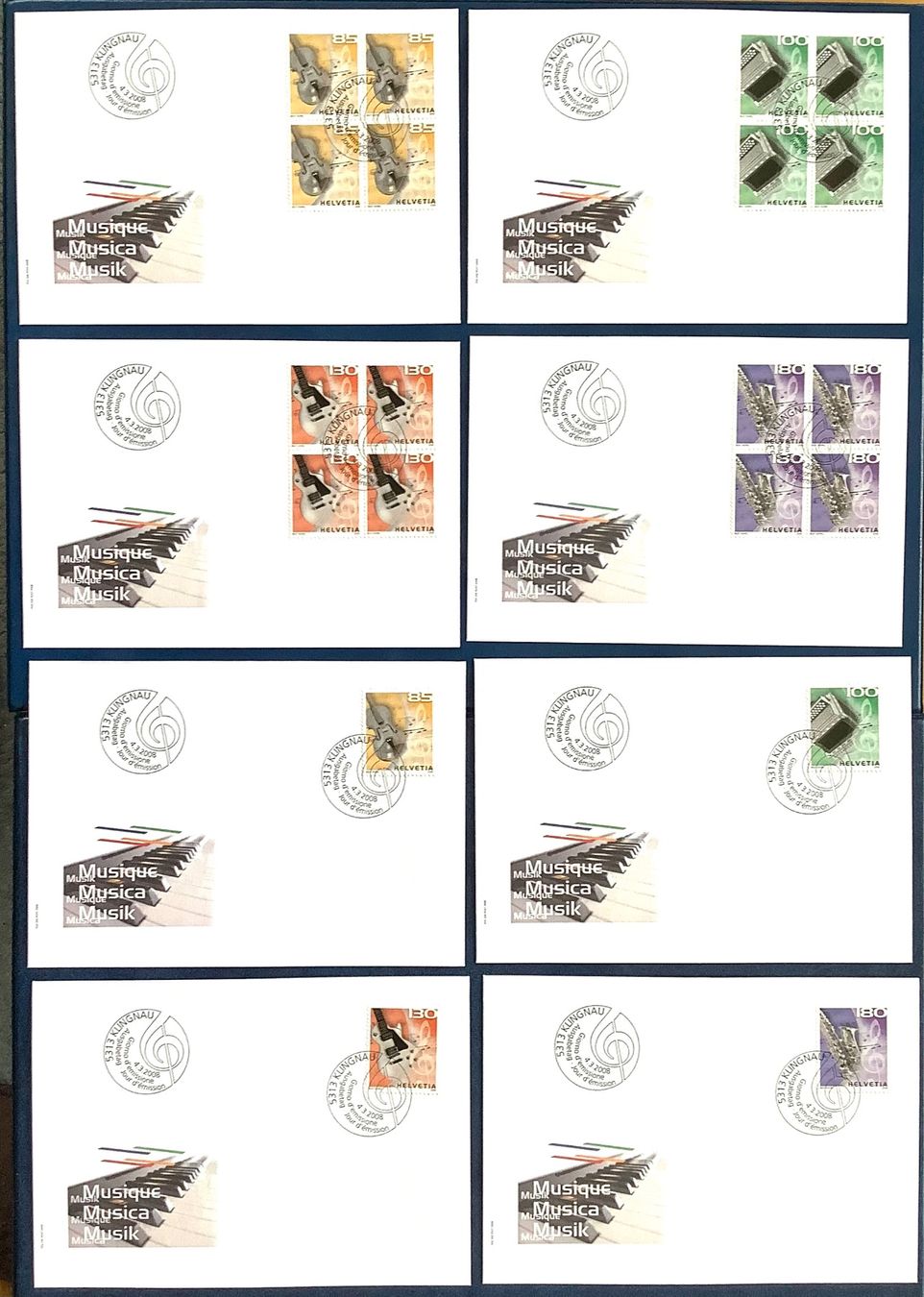 Tutti i francobolli: 2008 - Musik   FDC Viererblock-Serie + Einzel – Nuovo (secondo la descrizione) da Liestal venduto da Skunk02