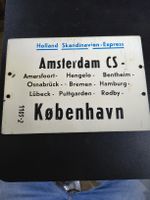Zuglaufschild DSB, DB, NS. CA.46X21cm. Metall . Selten . 