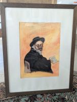 Original Judaica Watercolor Painting Signed 