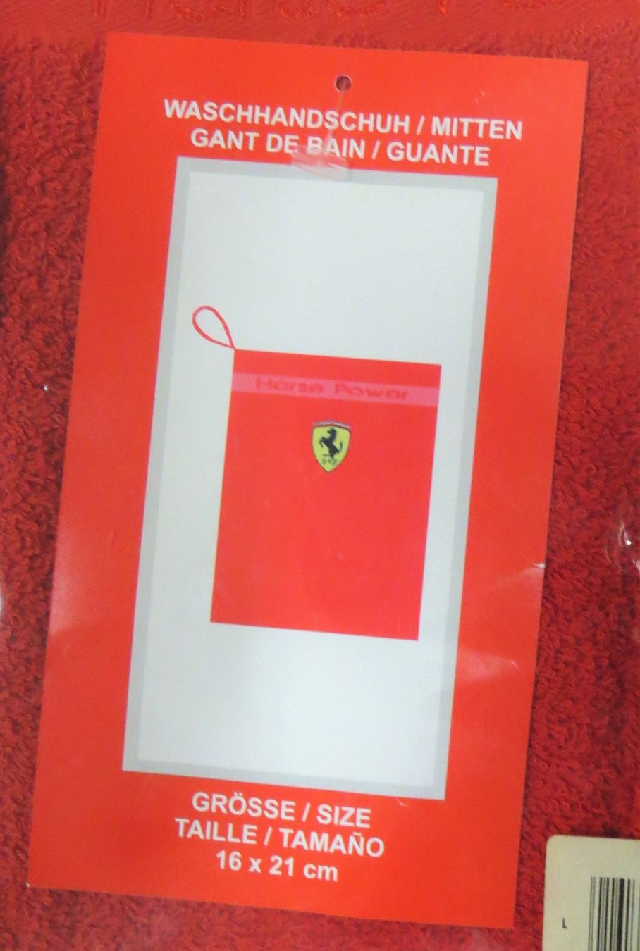 Ferrari Guanti & manicotti: Original Ferrari Waschhandschu rot – Nuovo e nell'imballaggio originale da Ettingen venduto da campione_1