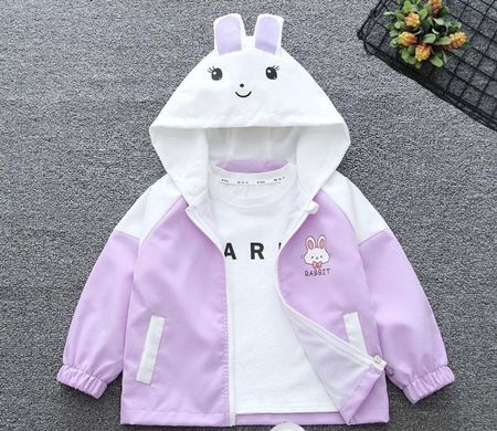 Mädchenjacke „Rabbit“ mit Kapuze Gr 80/86 Flieder&Weiss